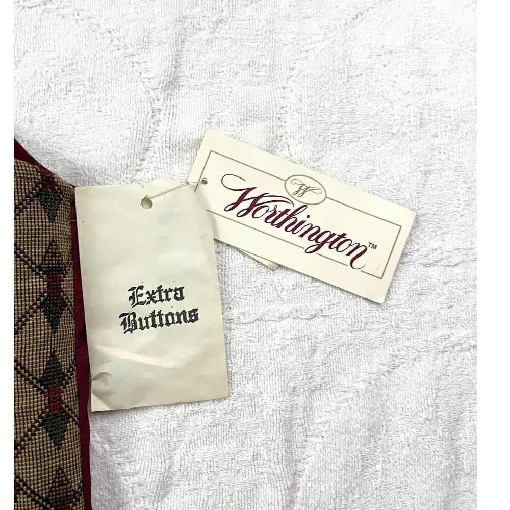 VTG Worthington Burgundy‎ Vest MEDIUM | Square Design | NWT Retro 90s Y2K USA
